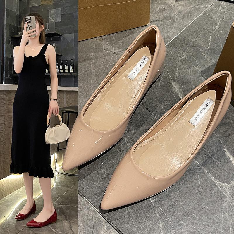 

Finger seam temperament shallow mouth women s shoes centimeter pointed inner height increase single shoes women s versatile commuting sexy dew 42 абрикосовый