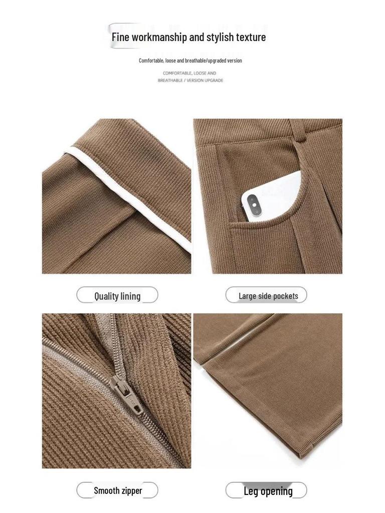 Meilard Women's High-Waisted Wide-Leg Corduroy Pants - Spring/Fall Style, Slimming, Loose Fit.