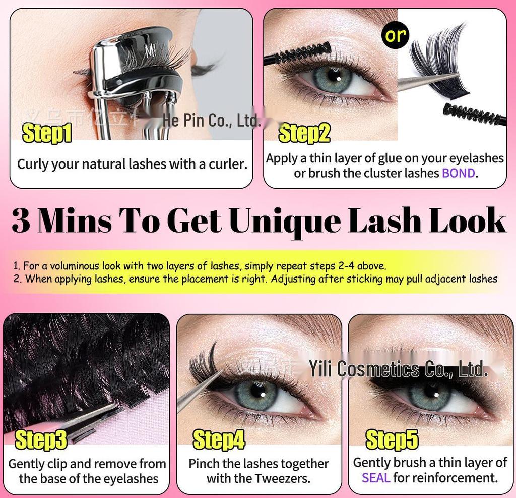544 Cluster D Curl Individual Lash Set: DIY Dense, Curled, Segmented Eyelashes