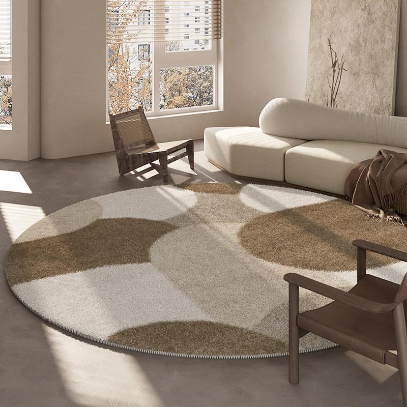 Geometric Block Round Rug Soft Non-Slip