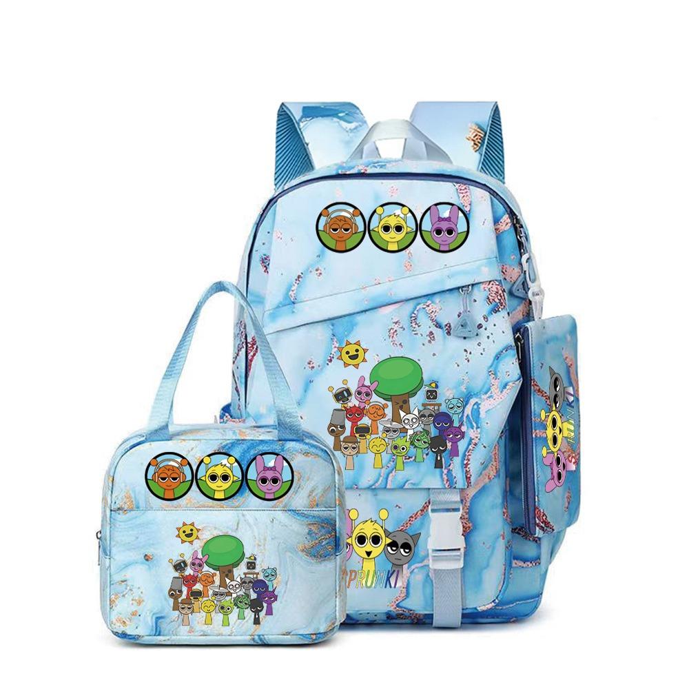 New rhythm box music game schoolbag backpack pencil bag three-piece set student heat transfer backpack