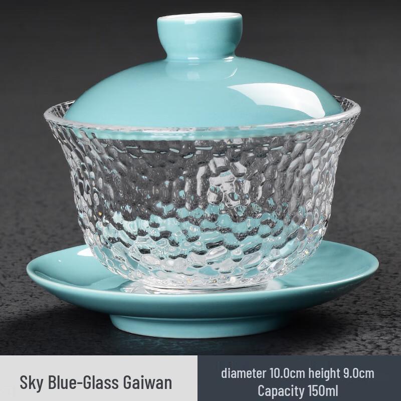 

Sky Blue Ceramic Gaiwan with Glass Lid