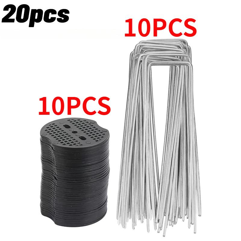 Multifunctional U-Type Garden Staples with Pad Outdoor Fixed Nail Heavy-duty Landscape Spikes Fence Tubing Stakes Film Fixed Peg