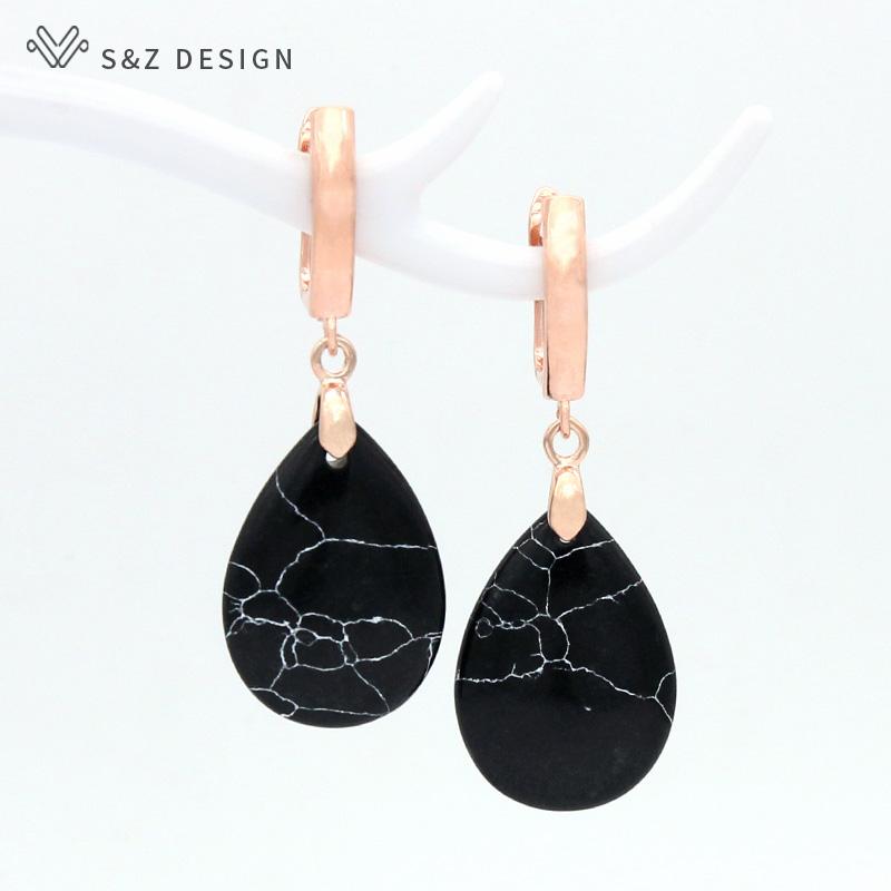 

Винтажные висячие серьги с каплями воды из синтетической бирюзы для женщин, свадебные украшения цвета розового золота