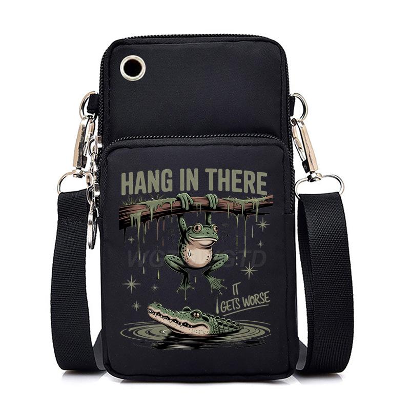 Funny Animals Personality Printing Black Oblique Span Small Bag Multifunctional Casual Portable Mobile Phone Bag