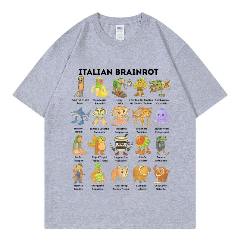 Funny Italian Brainrot Meme Tshirt Men Women Clothing Fashion Cartoon Short Sleeve T Shirt Summer Casual Loose Cotton Tshirts