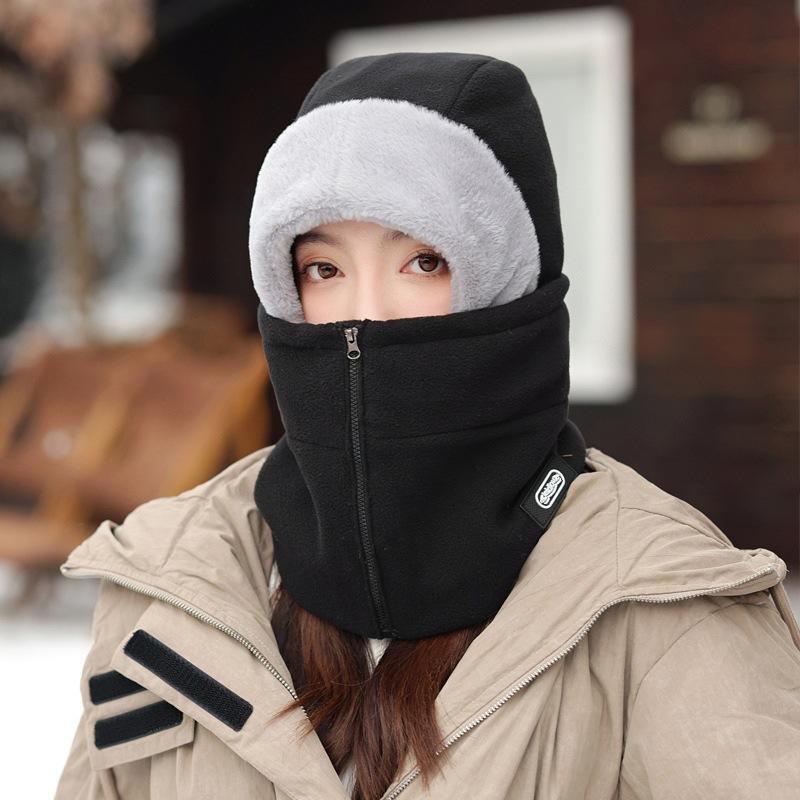 Winter Unisex Windproof Cycling Neck Gaiter With Zipper Design Integrated Cap Thermal Liner for Bike Riding Skiing Motocycle