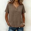 Women's Fashionable Loose-Fit V-Neck Button-Down -Color Casual Blouse