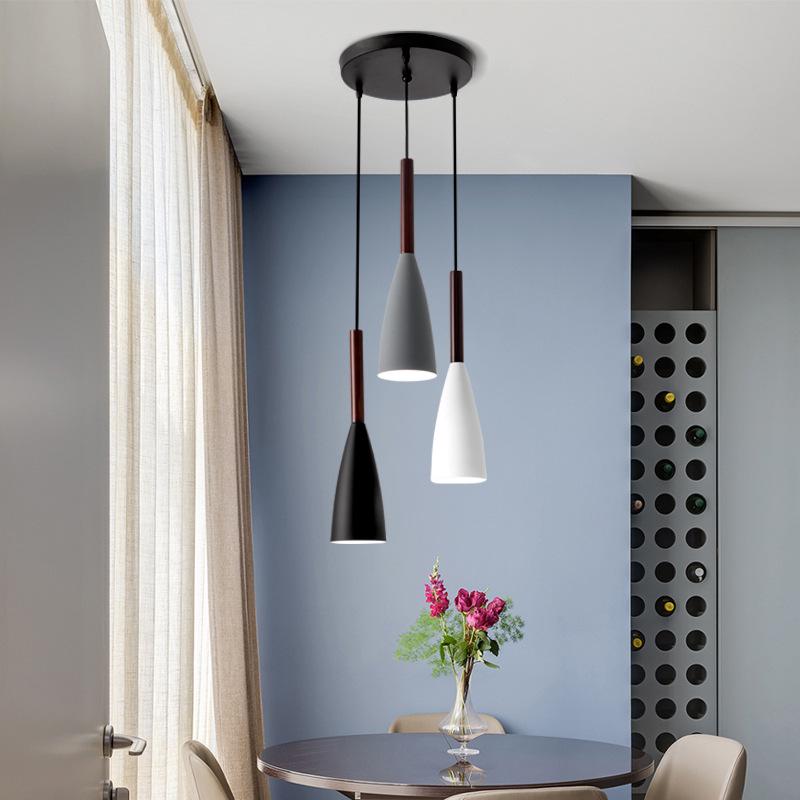 Nordic Modern Triple Pendant Light - Black, White, Grey for Dining, Bedroom, Bar