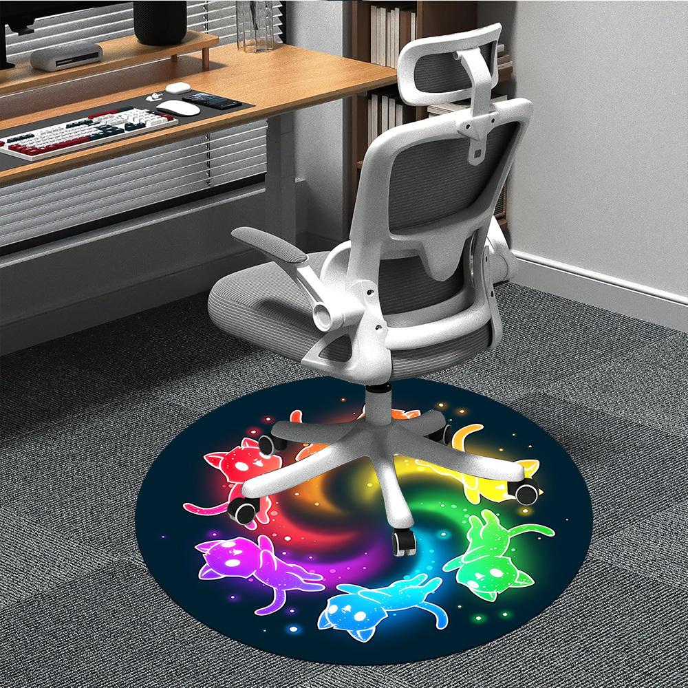 1pc Rainbow Cats Office Round Area Rug, Under Office Chairs Bedroom Living Room Home Decor, Room Deco, Available in Various Sizes 203
