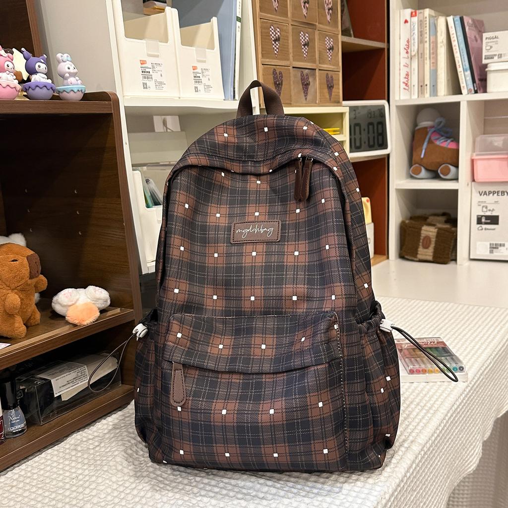 Schoolbag New Retro Plaid Schoolbag Women's High-value College Style Junior High School Student Fashion Versatile Mori Backpack