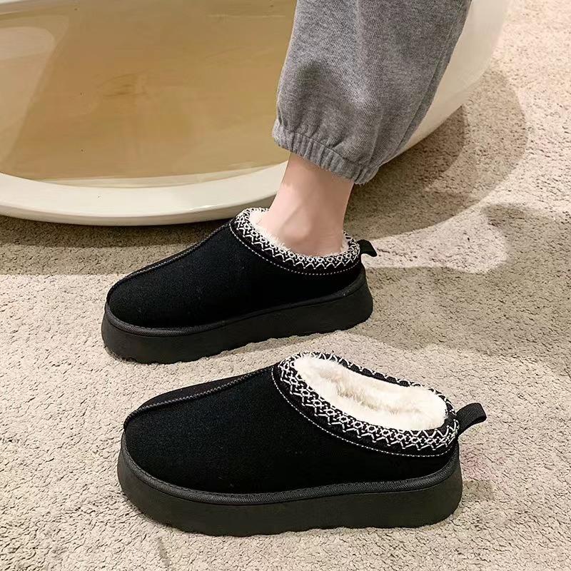 Women's Shoes Snow Boots Women's Winter New Fashion Integrated Bag Head Slippers Muffin Thick-soled Fluffy Cotton Shoes Women