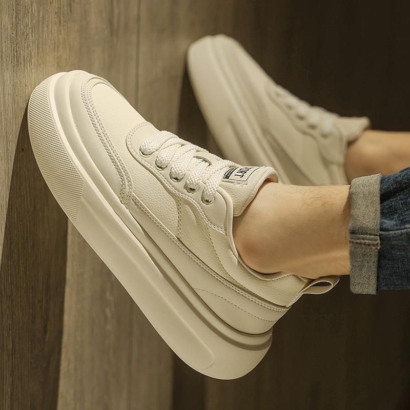 Plush Men's Chunky Skate Shoes Fleece-lined Leather Flat Working Casual Board Shoes Workwear Sneakers Low-Top Fur Skateboarding