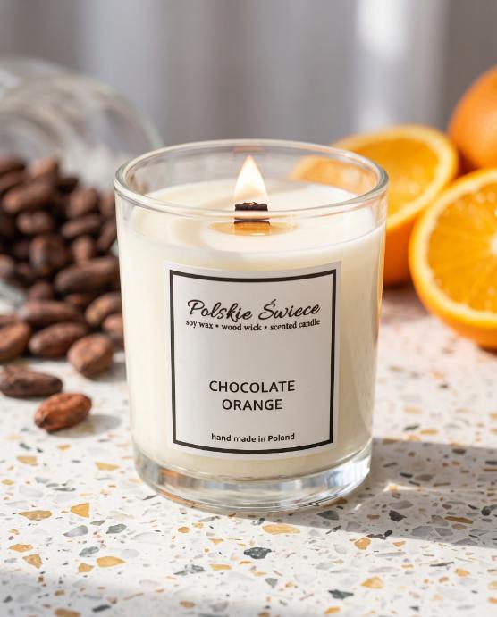 soy candle with wooden wick + CHOCO ORANGE