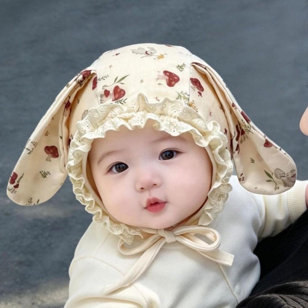 Rabbit Ear Newborn Beanie Lace Children's Warm Hat New Pullover Cap Outdoor