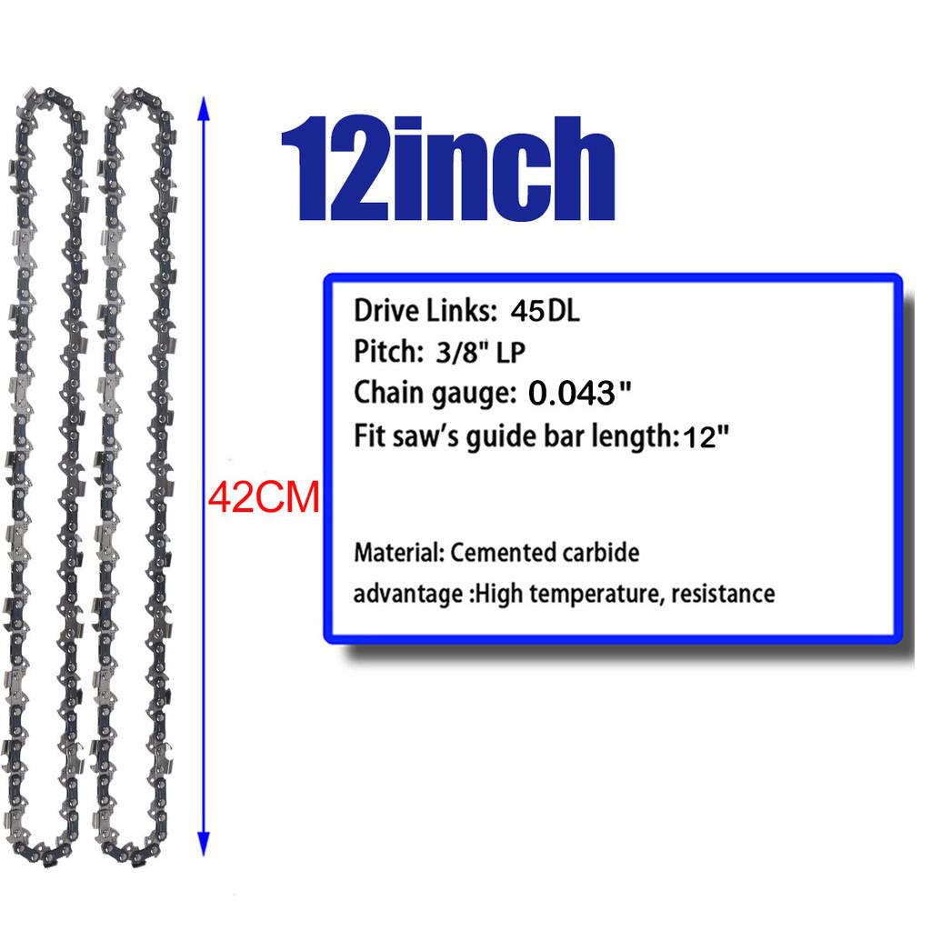 1/2/3 Pcs 12 Inch Metal Chainsaw Chain Spare Parts 45 Drive Links Saw Chain 3/8" LP .043" Gauge Semi Chisel For Wood Cutting