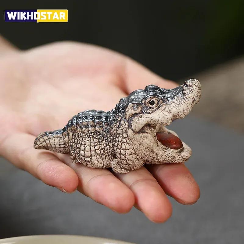 1 adet Mini Timsah Çaydanlık Oturma Odası Süsleri için Uygun El Yapımı Çay Seremonisi Çay Oyunu Çay Odası Masası Ev Butik