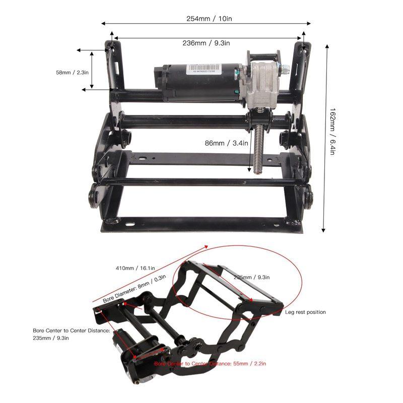 12V Car Seat Electric Leg Rest Adjustable Seat Modification Leg Support Push Rod Type Leg Rest Parts for RV Commercial Vehicle