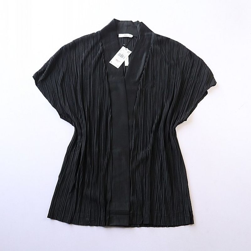 

Модный плащ-шаль с мятым эффектом, повседневная рубашка, свободный крой, короткий рукав Black M