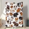 Cute Guinea Pig Animals Pattern Throw Blanket - Whimsical Pet Motif Cozy Soft Thick Accent for Home Office Sofa Camping
