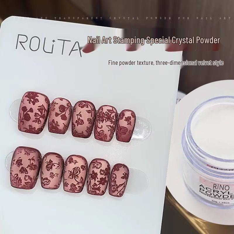 3D Nail Art Crystal Powder & Liquid Set with Transfer Steel Plate Tools