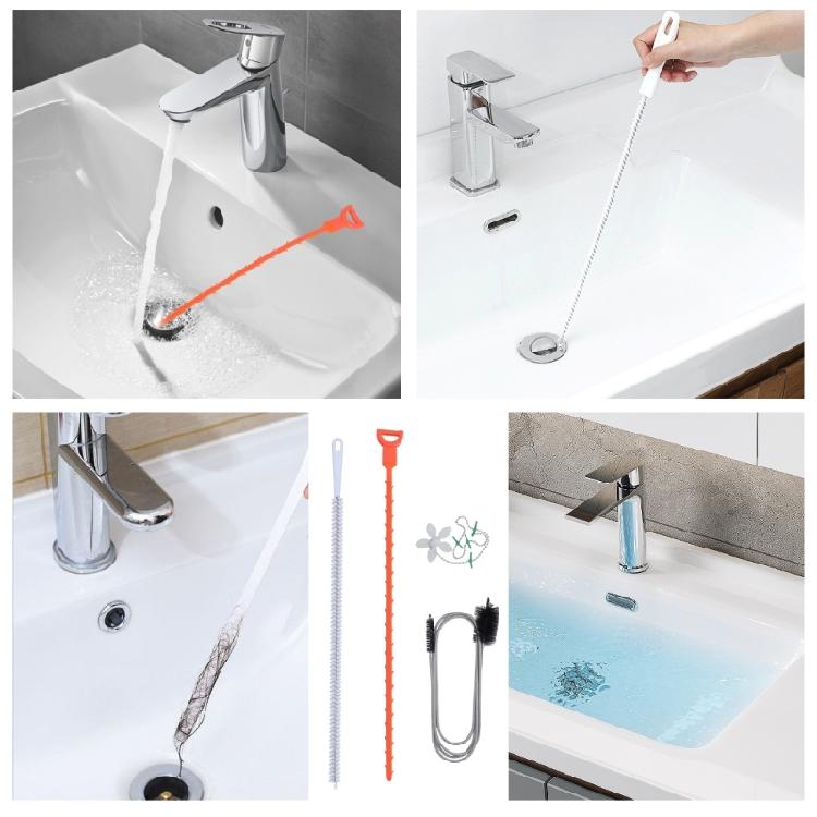 5Piece Drain Unclogging Kit 118 Inch Spirals 61 Inch Brush 19.7 Inch Snake Suitable for Bathroom Kitchen Household Pipes