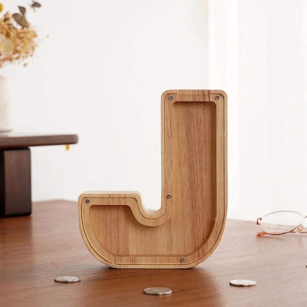 Wooden 26-letter English Letter Piggy Bank In Stock Children's Small Toy Storage Box Transparent Acrylic Piggy Bank Home Decor