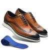 XEBOS Mens Casual Oxford Wingtip Dress Shoes Cowhide Genuine Leather Original Brand Men's Sneakers Luxury High Quality Shoes