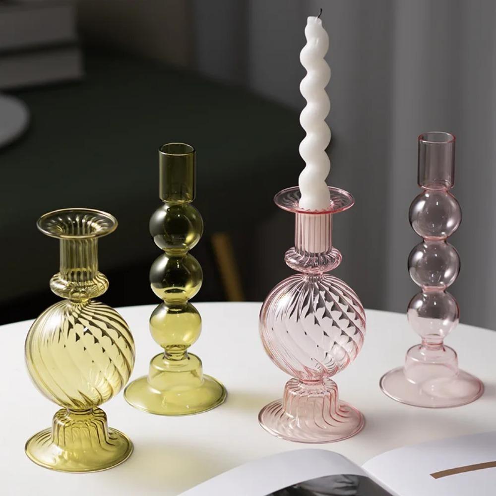 Luxuriöser nordischer farbiger Kerzenständer Hochzeit Tischplatte Glas Borosilikat Kerzenhalter für Party Geburtstag Heimdekor