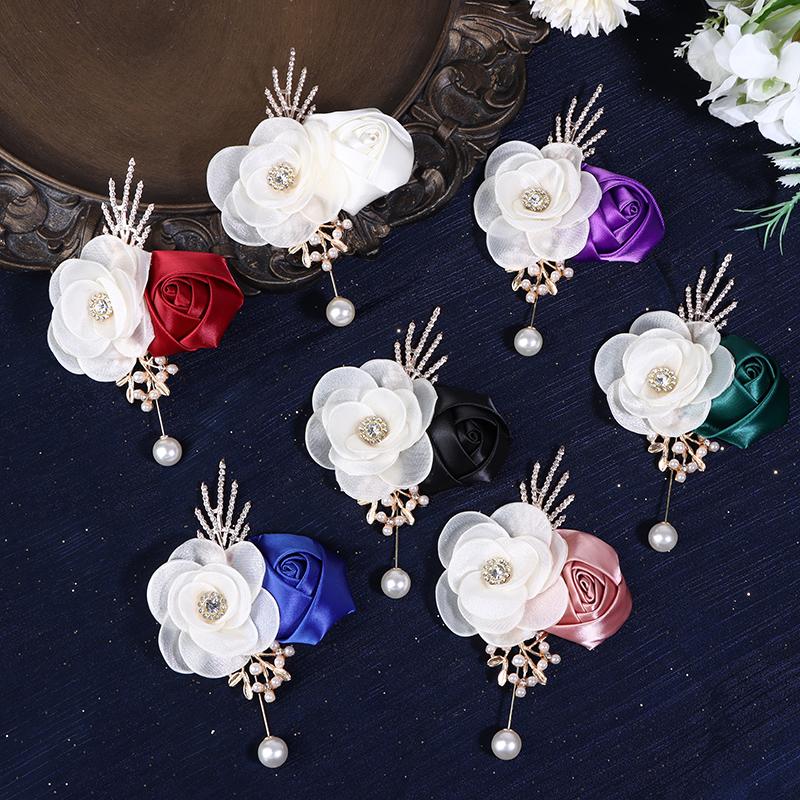 Seidenrosen-Anstecknadeln für Herren, Hochzeits-Bräutigam-Anstecker, Anzug-Corsage, Geschenk, Elegante Party-Abschlussball-Dekoration