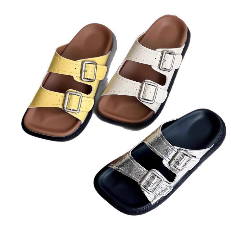 Square head big-name semi-slippers summer new thick-bottomed lazy one-pedal cool slippers casual one-word slippers