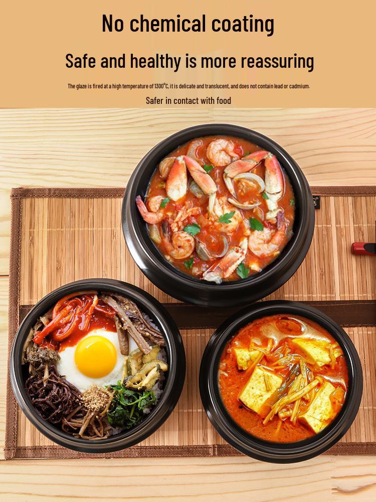 Korean Heat-Resistant Stone Bibimbap Pot - Small Clay Pot for Gas Cooking Soup, Rice, or Noodles.