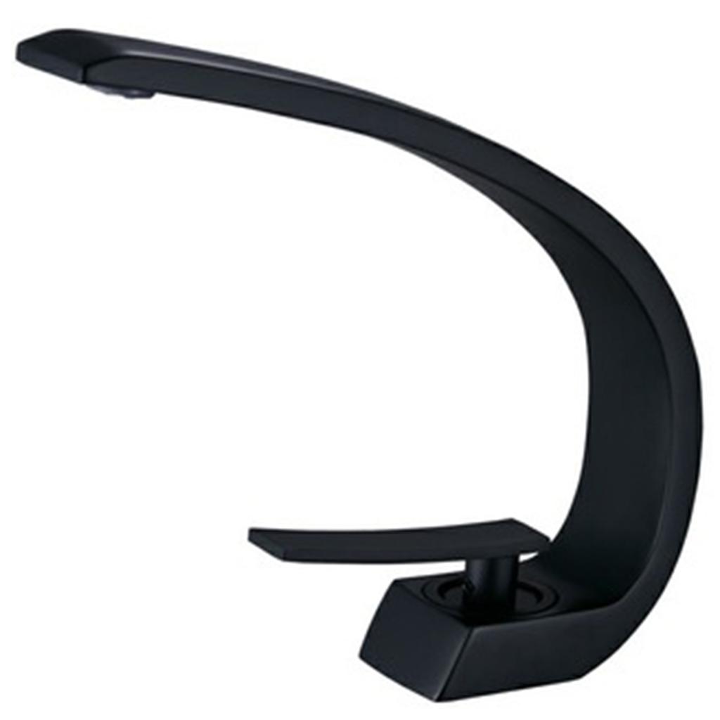 ABWR-Modern Bathroom Basin Faucet, Single Handle Hot And Cold Water Waterfall Faucet, Black