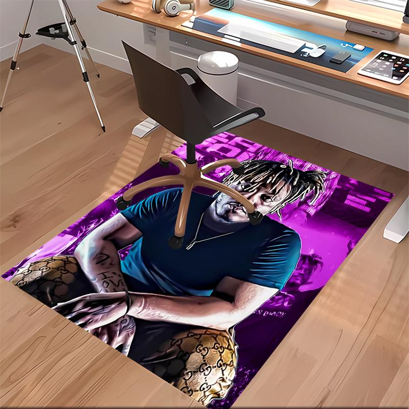 1pc Juice WRLD Print Area Rug - Soft, Washable Non-Slip Indoor Mat for Office Chairs, Living Room, Home Office Decorative Rug