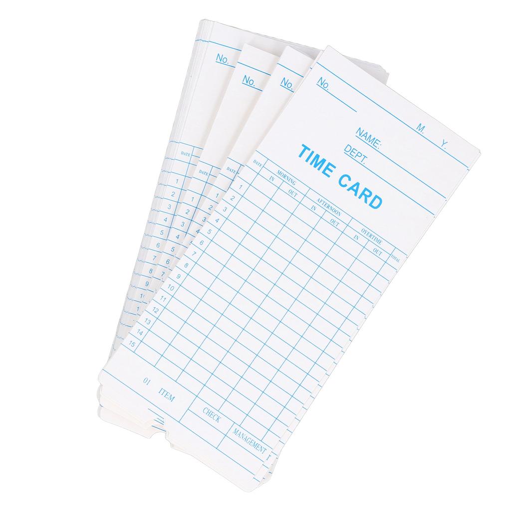 100 Pcs Time Card 7.09x3.27in Dual Sided Microcomputer Attendance Machine Card Employee Time Sheet for Company