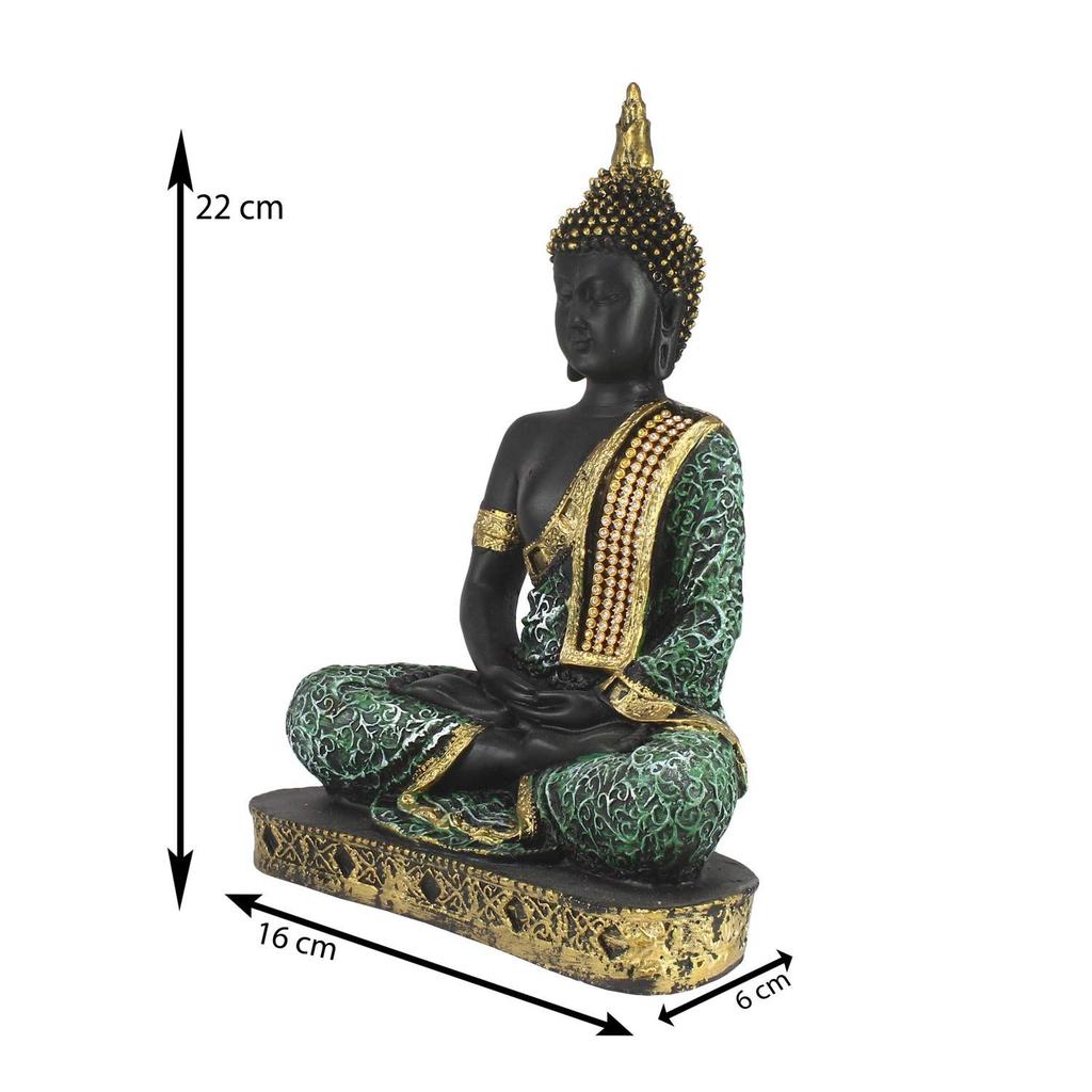 Statua di Buddha (6 cm x 15 cm x 24 cm, Verde)