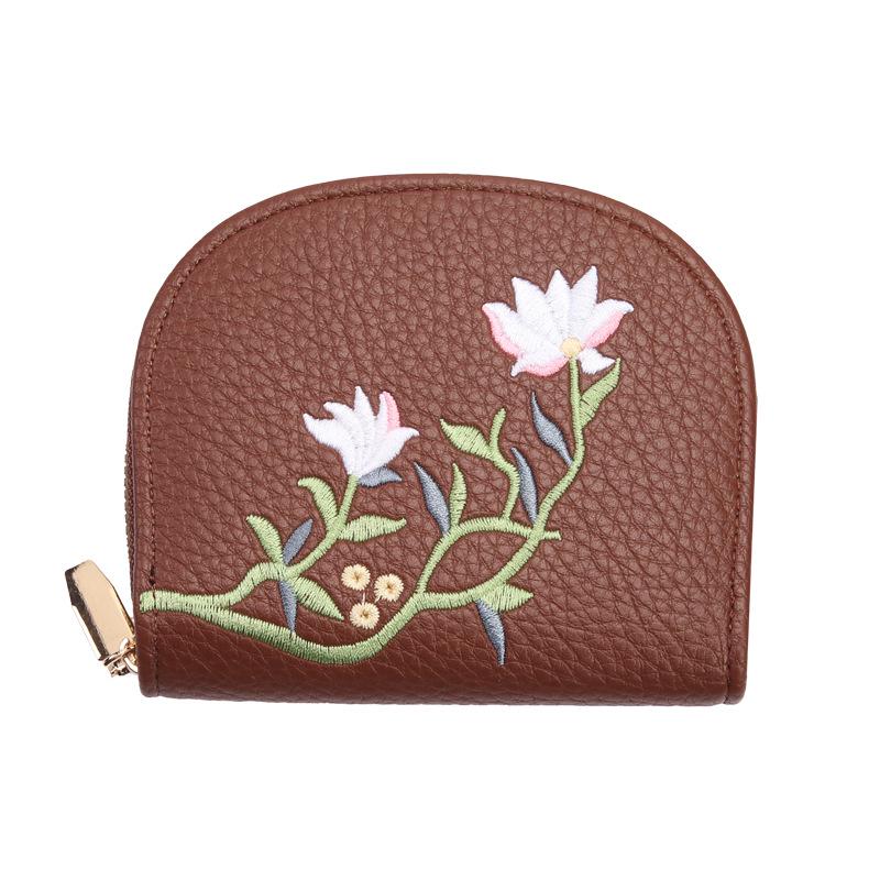 Dicker, transparenter Kartenhalter mit mehreren Fächern und halbrunder Stickerei für Damen