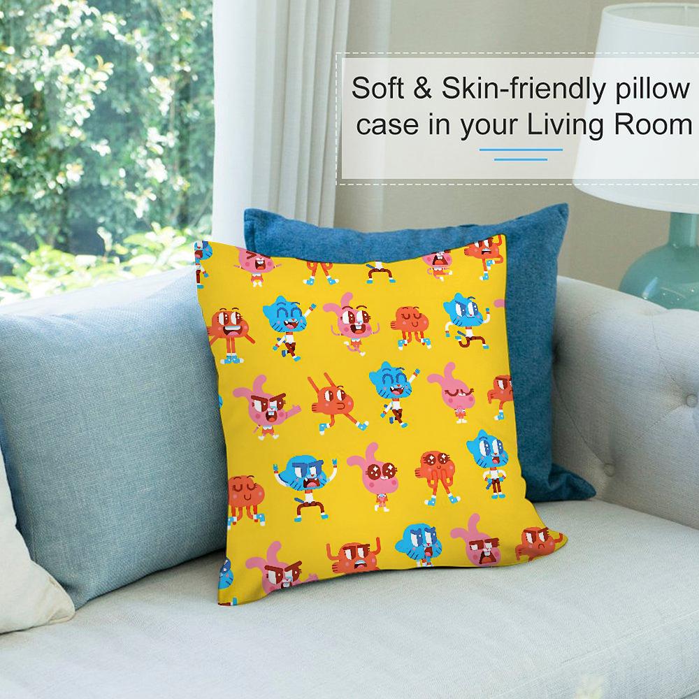 Animation Amazing World Gumball Pillow Case Short Plush Sofa Decorative Gift Home Double-sided Printing Cushion
