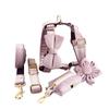 Deep Purple Pink Plush Dog Collar and Leash with Bow for All Dog Sizes