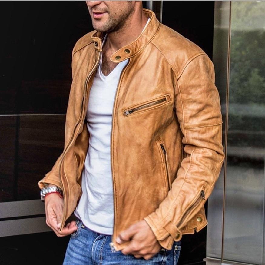 European and American men's clothing men's leather jacket men's youth stand-up collar punk men's motorcycle jacket men's hot-selling