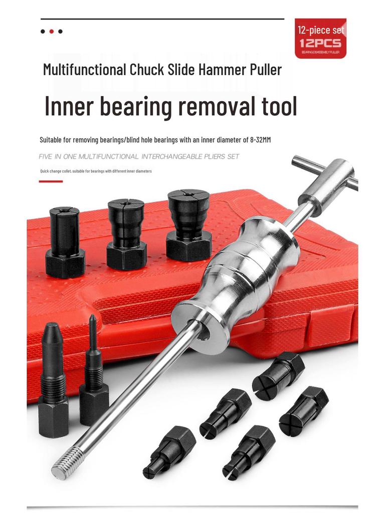 12-Piece Inner Hole Slide Hammer Bearing Removal Tool Set
