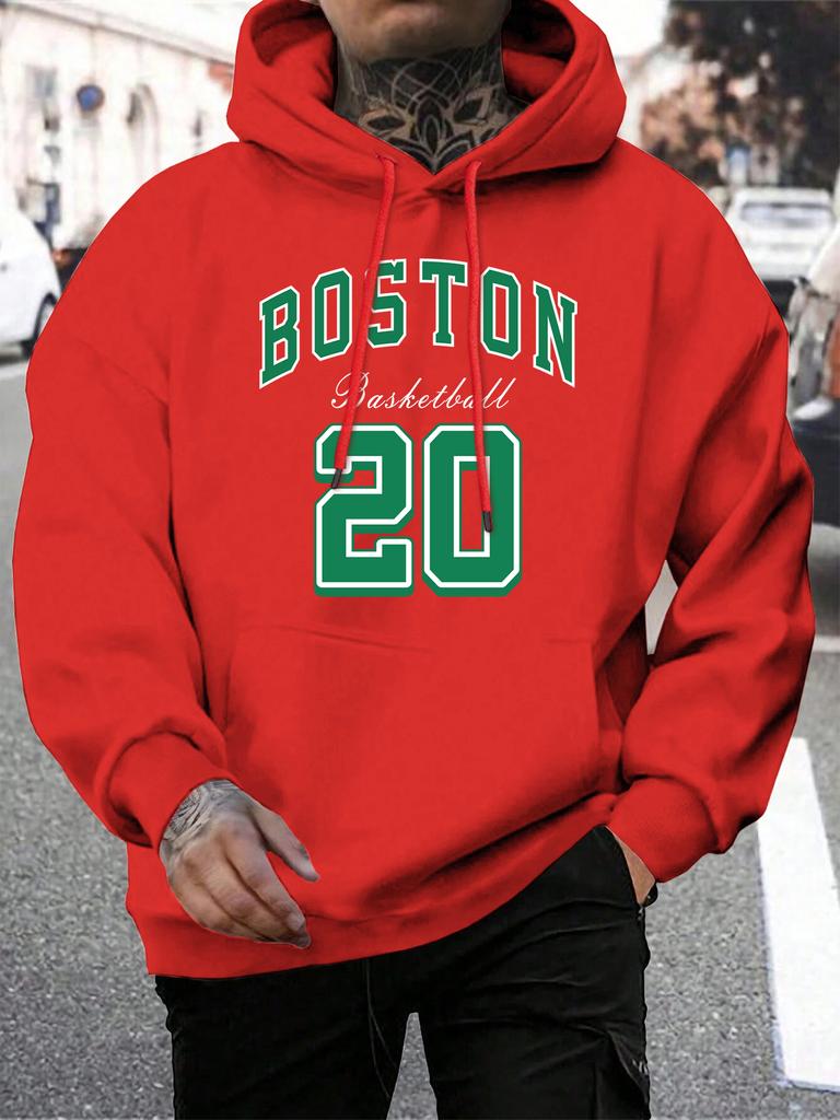 Boston City Print Herren Hoodie Harajuku Lockerer Pullover Mode Fleece Warmer Hoodie Mann Vintage Herbst Rundhals Oberteil