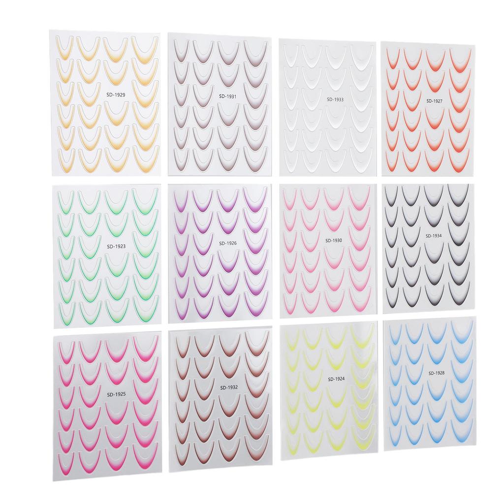 12 Colors Gradient French Line Nail Stickers French Nail Art Decals French Tip Nail Stickers for Man