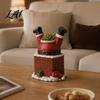 Winter Garden Decor Santa Claus In Smokestack Flower Pot Ornament Resin Decorative Plant Reusable Holiday Decoration Container Small for Tabletop
