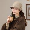 Autumn and winter ladies woolen woolen basin hat elegant versatile bucket hat showing face small Hepburn style top hat retro mother hat