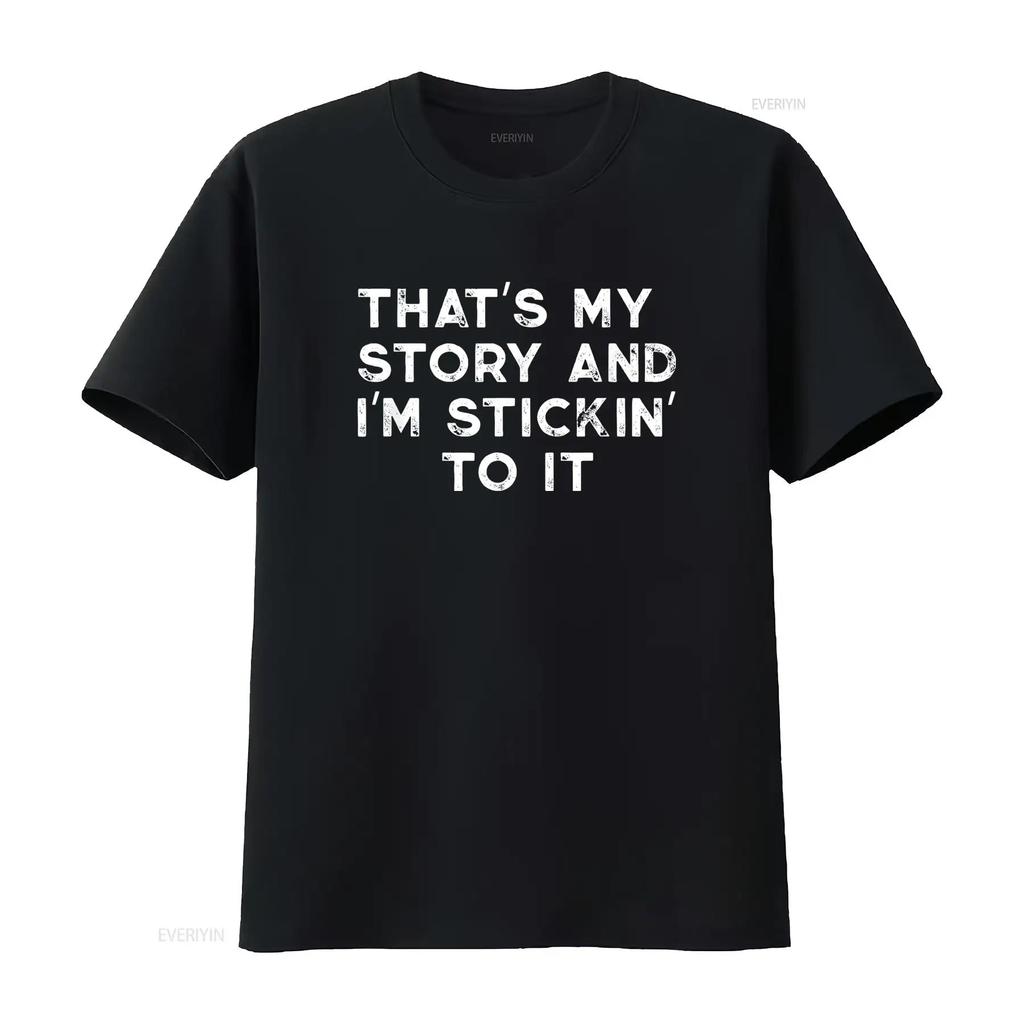 Mens Plausible Deniability Thats my Story and I m Sticking to it T Shirt Black Large vintage Washed designer clothes Soft