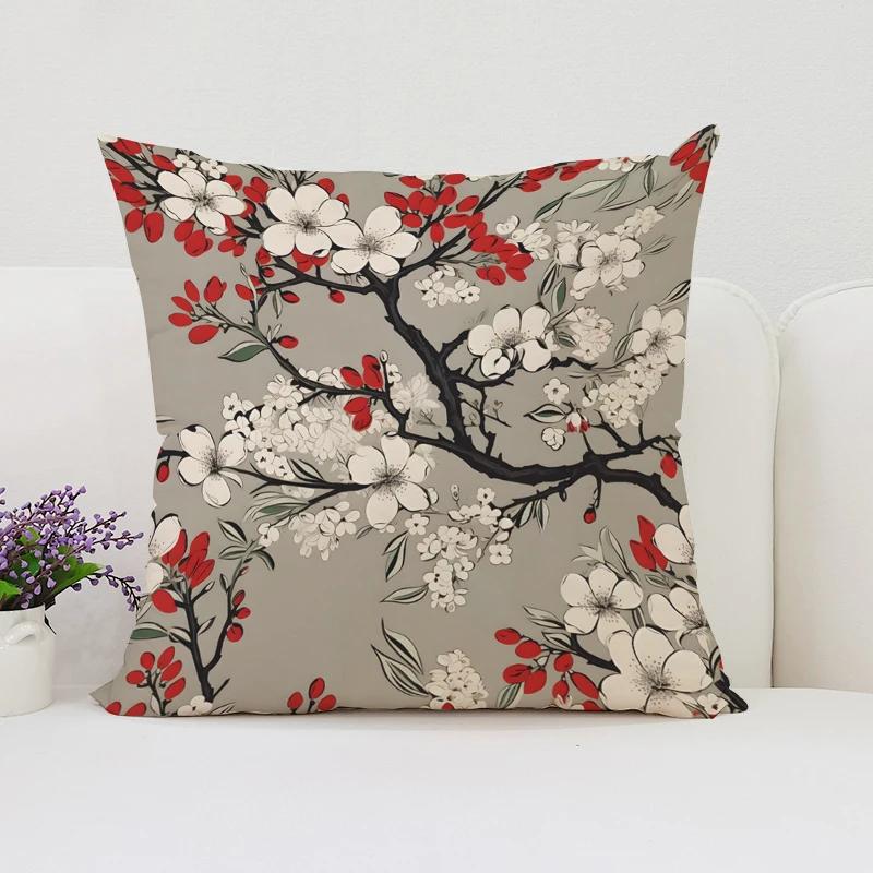 Cushion Covers for Decorative Cushions Japanese Cherry Blossom Pillowcases for Pillows 45x45 Luxury Cushion Cover Pillow Cases