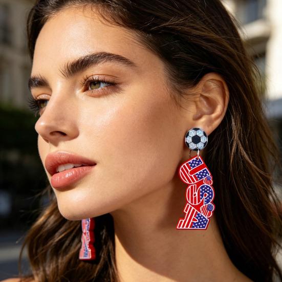USA Flag Acrylic Dangle Drop Earrings Independence Day-Themed Earrings Comfortable To Wear Multiple Styles for Sports Holiday Outfits