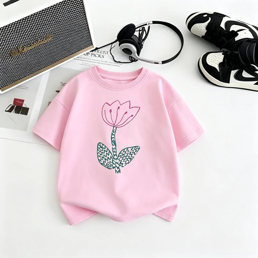 2026 Hot Sale Kids Short Sleeve T Shirt With Strawberry Tomato And Lemon Prints Loose Thin Style Soft Fabric Casual Tees Kid Top