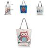 Stylish Women's Canvas Tote Shoulder Handbag Featuring Owl Design For Travel And Shopping